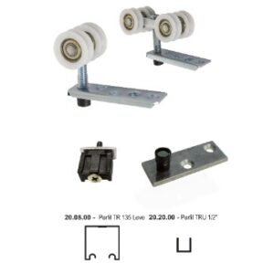 Kit Roldana 4 Rodas para Porta de Correr com Guia e Parador